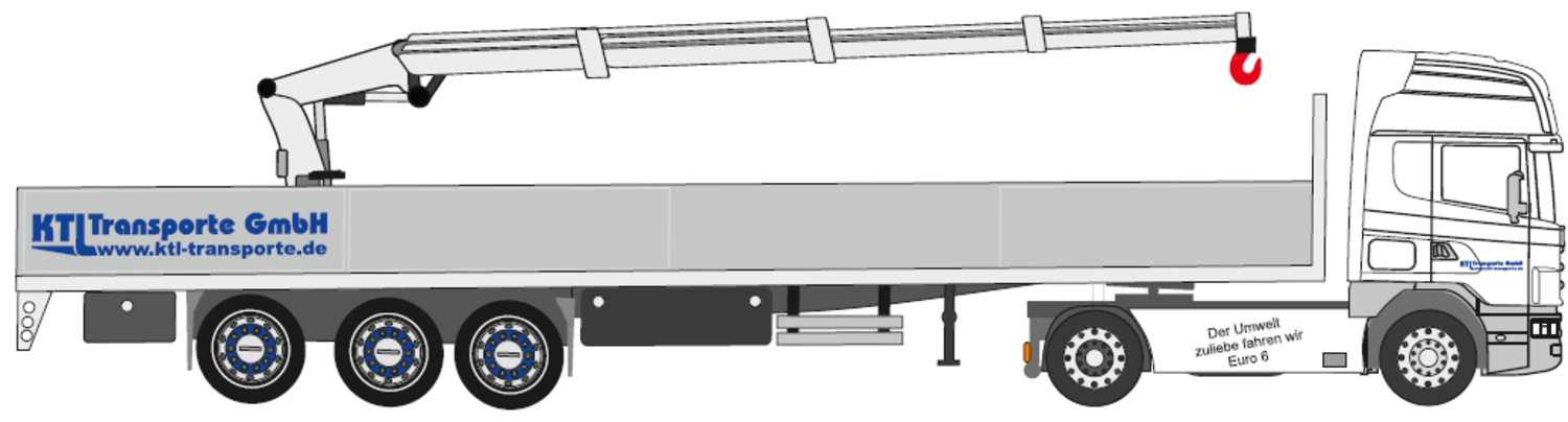 Schematisches Bild von Kranauflieger mit Bordwänden